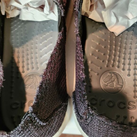 CROCS Santa Cruz Distressed Edge Black Canvas Slip-on Loafer Shoes Men's Size 7 - Picture 12 of 12